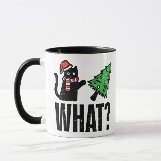 Mug Chat de Noël renversant l'arbre de Noël Drôle (Gauche)