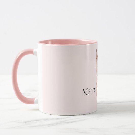 Mug Chat de Noël rose vif (Gauche)