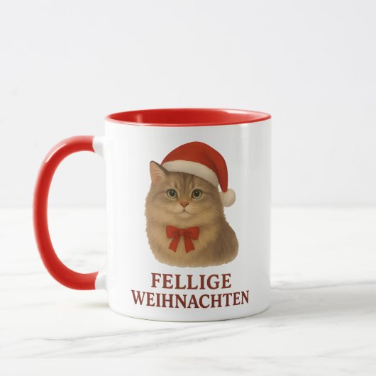 Mug Chat de Noël sibérien à fourrure (Gauche)