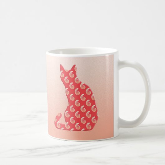 Mug Chat de Paisley - nuances de l'orange de corail (Droite)