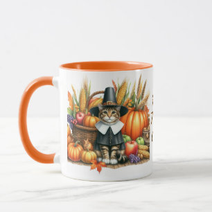 Mug Chat de pèlerin bon thanksgiving