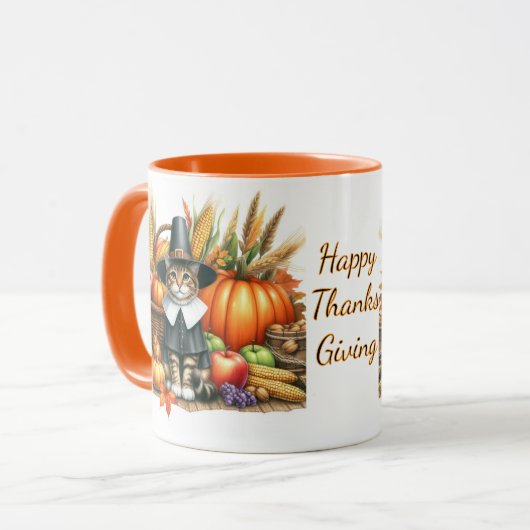 Mug Chat de pèlerin bon thanksgiving (Devant gauche)