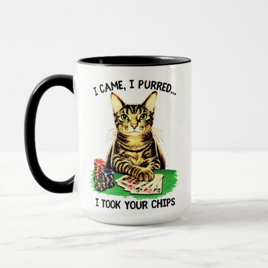 Mug Chat de Poker Remporte le Pot (Gauche)