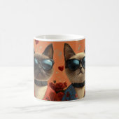 Mug Chat de Siamese avec coeur Roses Saint-Valentin (Centre)