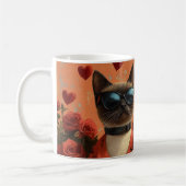 Mug Chat de Siamese avec coeur Roses Saint-Valentin (Gauche)