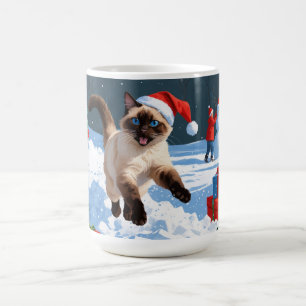 Mug Chat de Siamese coule en neige avec Casquette de N