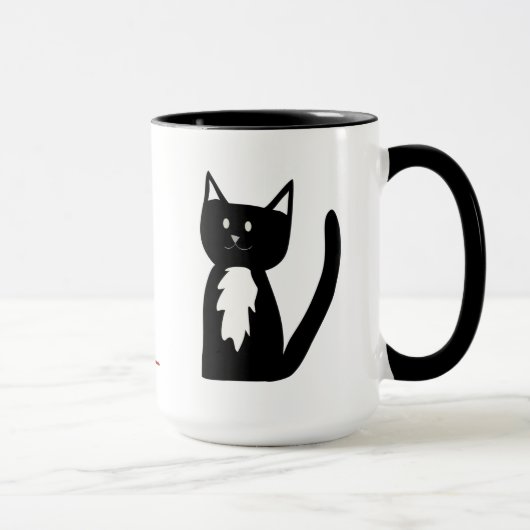 Mug Chat de smoking et boule noirs et blancs de fil (Droite)