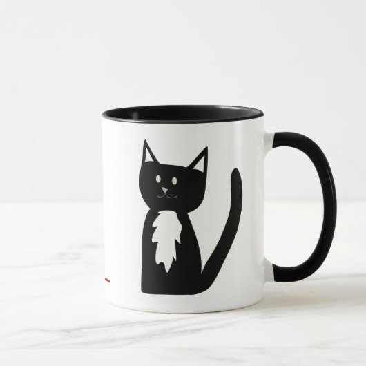 Mug Chat de smoking et boule noirs et blancs de fil (Droite)
