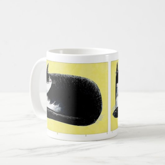 Mug Chat de smoking - jaune (Devant gauche)