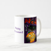 Mug Chat de sorcière noire Citrouille d'Halloween (Devant droit)