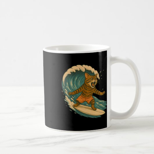 Mug Chat de surf drôle de plage Chat rétro sur chat de (Droite)