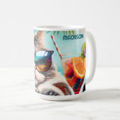 Mug Chat de vacances de nom personnalisé (Devant droit)