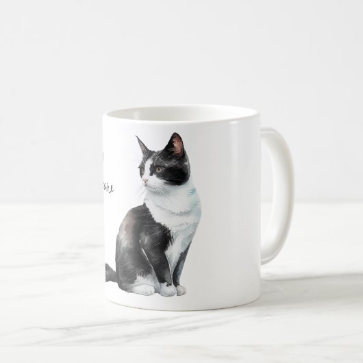 Mug Chat de veau noir et blanc (Devant droit)