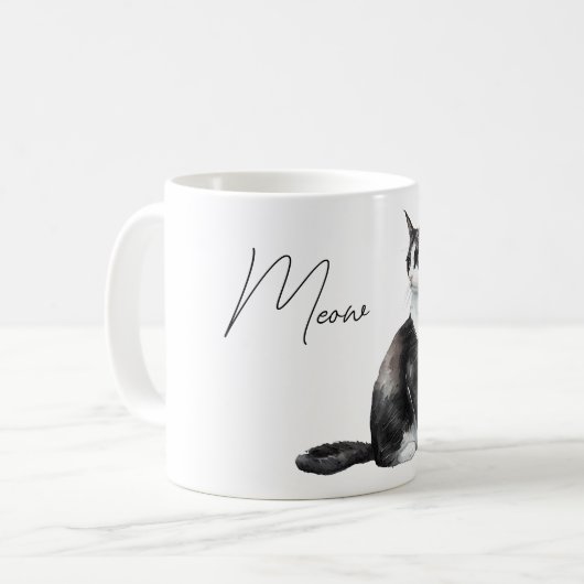 Mug Chat de veau noir et blanc (Devant gauche)