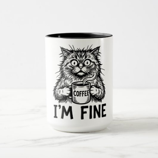 Mug Chat dépenaillé drôle (Centre)