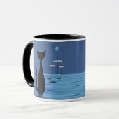 Mug Chat d'espace du milieu du siècle en bleu (Devant gauche)