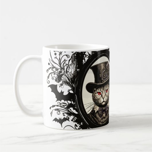 Mug Chat d'Halloween, Chat Vampire, crocs (Gauche)