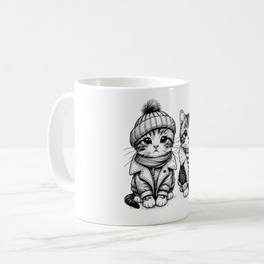 Mug Chat d'hiver - Fluff, mode et Vibes Frostées (Devant gauche)