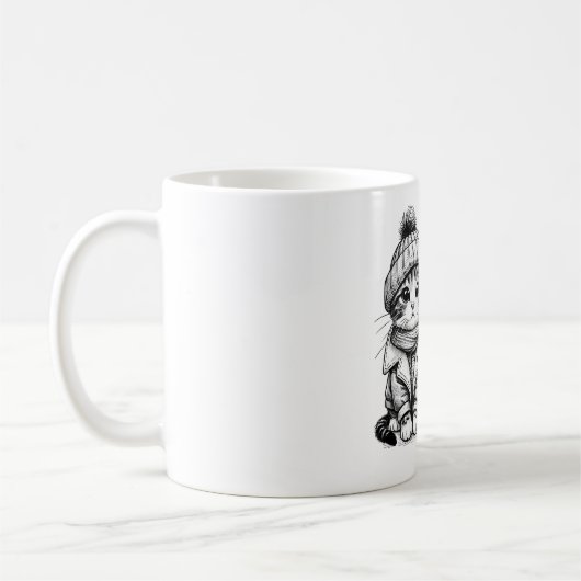 Mug Chat d'hiver - Fluff, mode et Vibes Frostées (Gauche)
