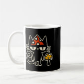 Mug Chat Drôle Avec Casquette De Champignon Chat Noir (Gauche)