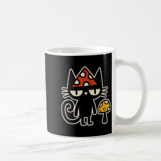 Mug Chat Drôle Avec Casquette De Champignon Chat Noir (Droite)