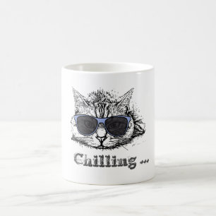 Mug Chat Drôle Chilling Avec De Mignonnes Lunettes De