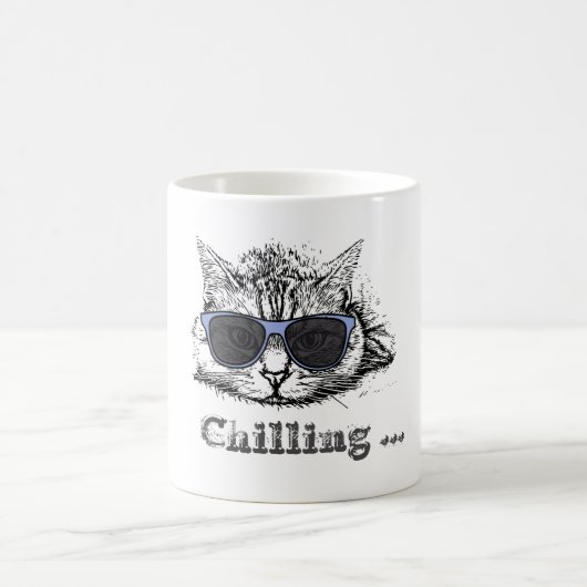 Mug Chat Drôle Chilling Avec De Mignonnes Lunettes De (Centre)