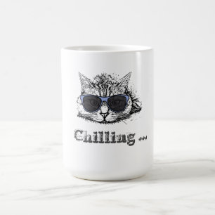 Mug Chat Drôle Chilling Avec De Mignonnes Lunettes De