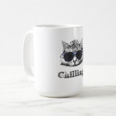 Mug Chat Drôle Chilling Avec De Mignonnes Lunettes De (Devant gauche)