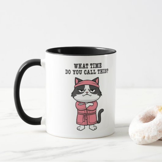 Mug Chat drôle couvre-feu manquant (Avec donut)