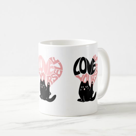 Mug Chat drôle d'amour de soi (Devant droit)