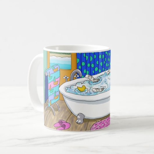 Mug Chat drôle dans Bain 665 (Devant gauche)