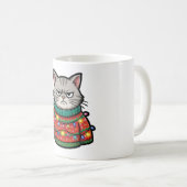 Mug Chat drôle d'art laid de pull de Noël (Devant droit)