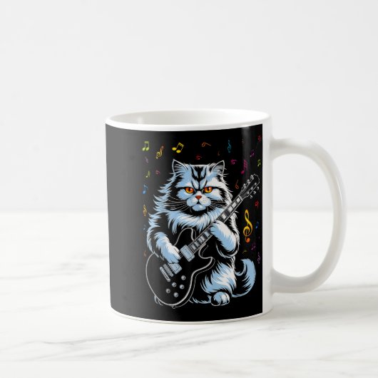 Mug Chat drôle de guitare Rock Playing (Droite)