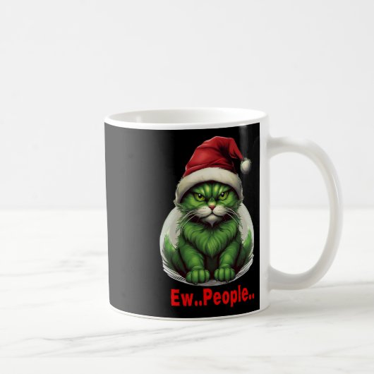 Mug Chat drôle de Noël festif vert Ew personnes (Droite)