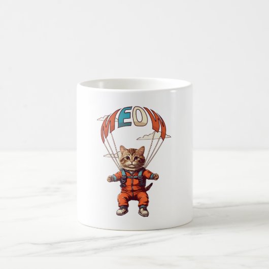 Mug Chat drôle de parachutisme (Centre)
