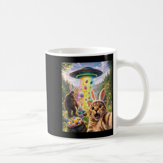 Mug Chat drôle de selfie avec des oreilles de lapin de (Droite)