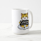 Mug Chat Drôle Dire Caturday Chaque Jour (Devant droit)