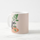 Mug Chat drôle Figuier Arbre Plantes en pot Dessinés à (Devant gauche)