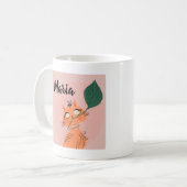 Mug Chat drôle plante feuille dessin animé (Devant gauche)