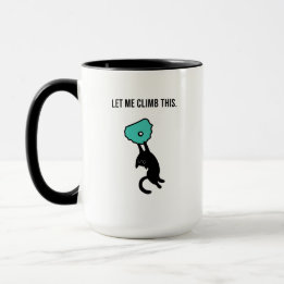 Mug Chat drôle qui grimpe attrape une prise de grimpe