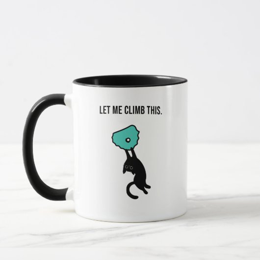 Mug Chat drôle qui grimpe saisit une prise de grimpe (Gauche)