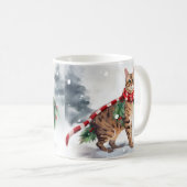 Mug Chat du Bengale à Noël de neige (Devant droit)