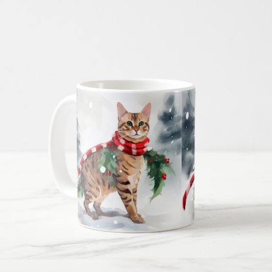 Mug Chat du Bengale à Noël de neige (Devant gauche)