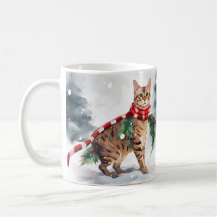 Mug Chat du Bengale à Noël de neige