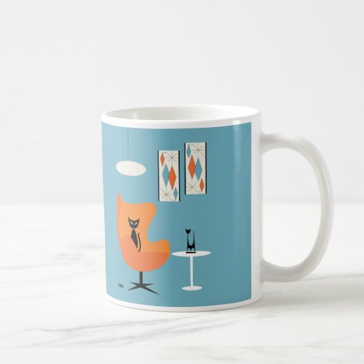 Mug Chat du milieu du siècle en salle Turquoise (Droite)