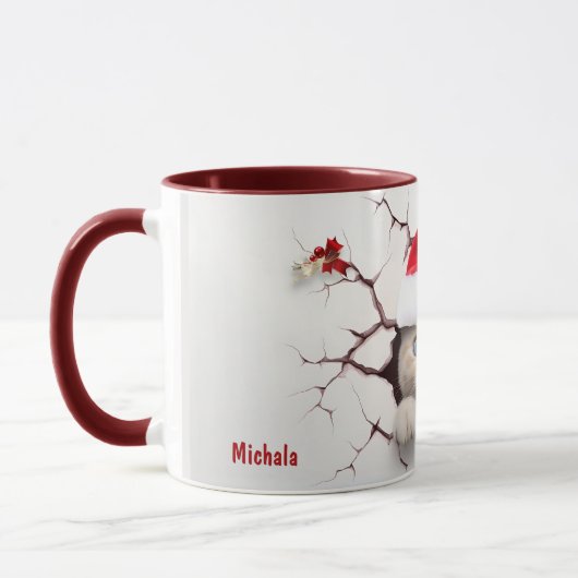 Mug Chat du Père Noël à Mur (Gauche)