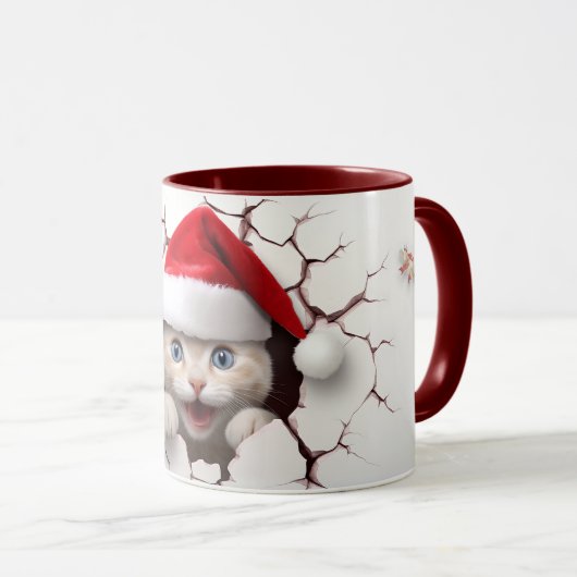 Mug Chat du Père Noël à Mur (Devant droit)