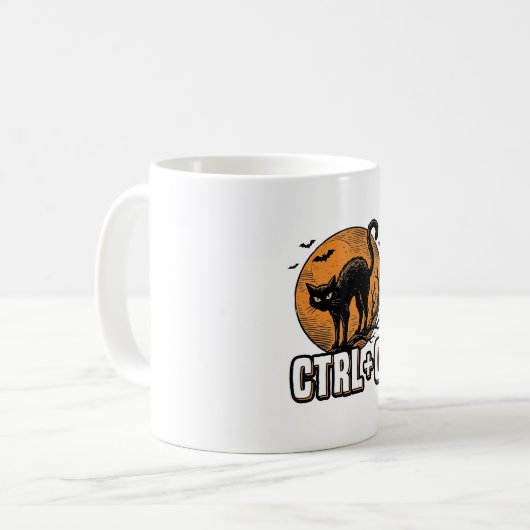 Mug Chat effrayant CTRL C Conception vectorielle Hallo (Devant gauche)