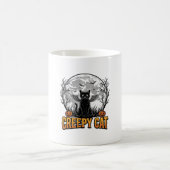 Mug Chat effrayant Halloween Dessin de gravure vintage (Centre)